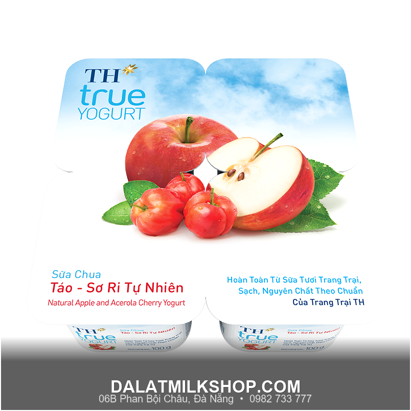 Sữa chua ăn TH True Milk táo sơ ri tự nhiên 100g