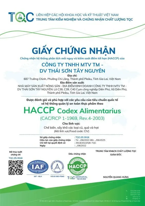 Сертификация HACCP для семян подсолнечника Thai Son