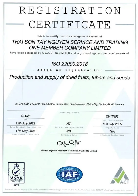 Семена подсолнечника Thai Son, сертифицированные по стандарту ISO 22000