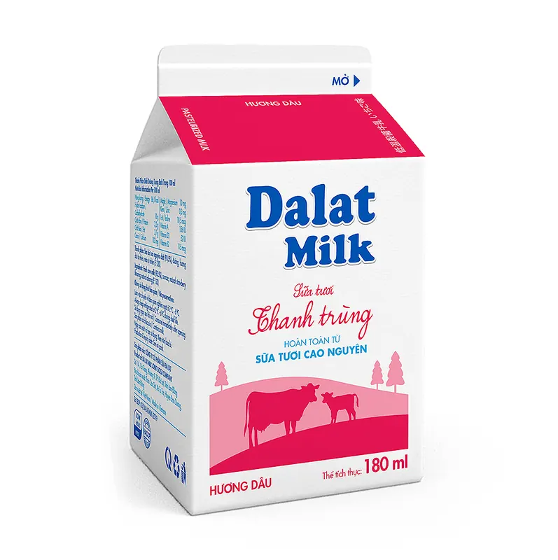 Sữa Tươi Thanh Trùng Hương Dâu Dalatmilk (Sữa Đà Lạt) 180ml - Giá 11.500đ | Dalatmilkshop ĐN