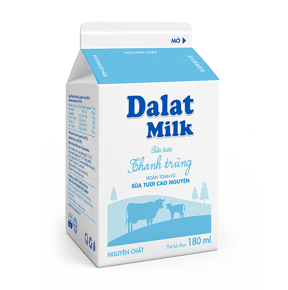 Sữa Tươi Thanh Trùng Nguyên Chất Dalatmilk 180ml