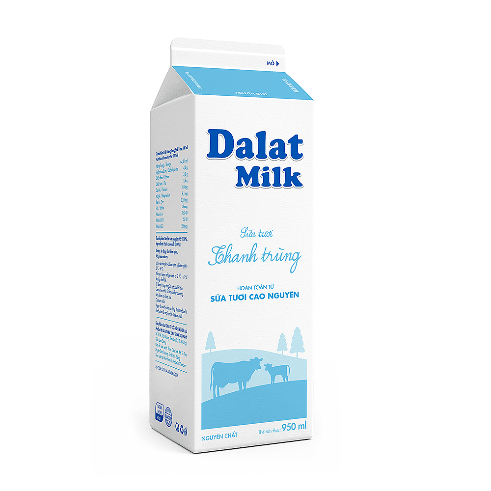 Sữa Tươi Thanh Trùng Nguyên Chất Dalatmilk 950ml