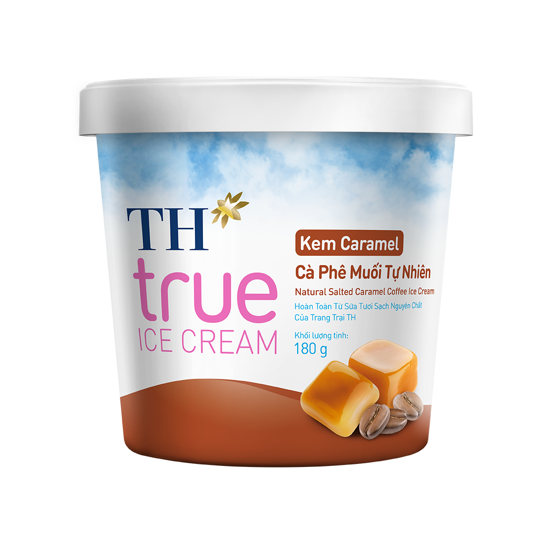 Kem hộp caramel cà phê muối tự nhiên 180g TH True Ice Cream