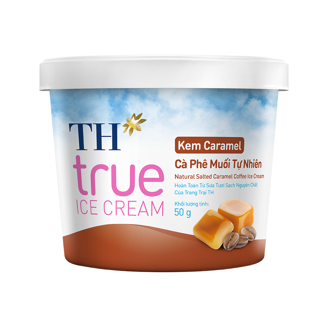 Kem hộp caramel cà phê muối tự nhiên 50g TH True Ice Cream