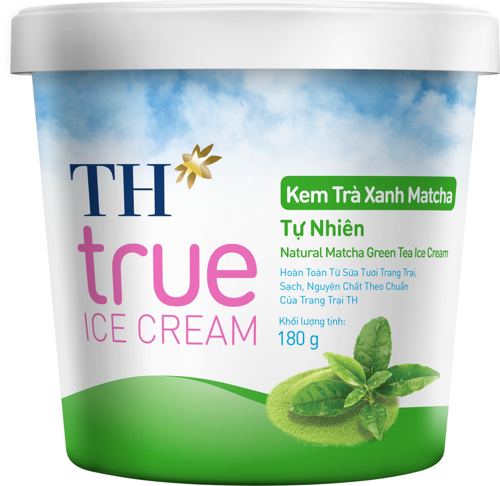 Kem hộp trà xanh matcha tự nhiên 180g TH True Ice Cream