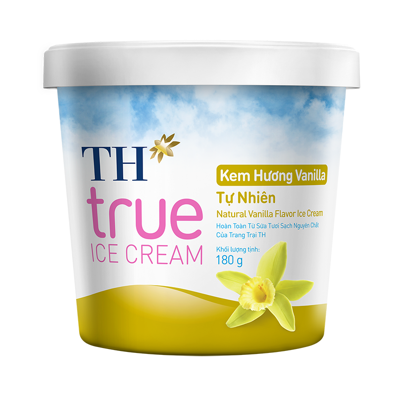 Kem hộp hương vanilla tự nhiên 180g TH True Ice Cream