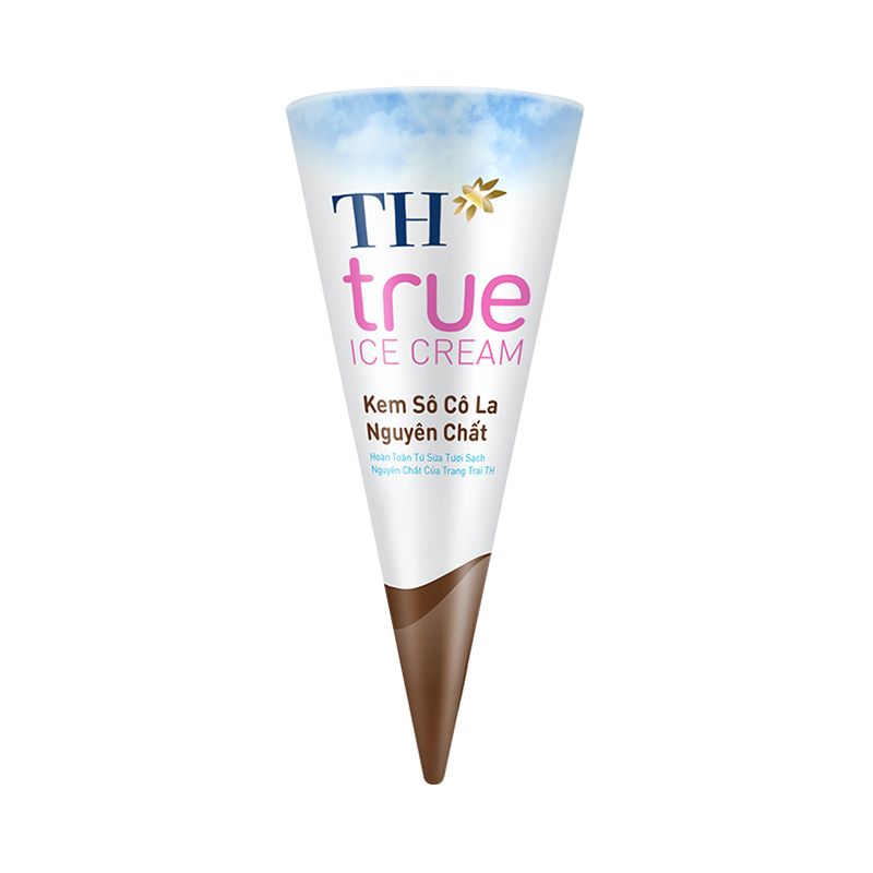 Kem ốc quế sô cô la nguyên chất TH True Ice Cream