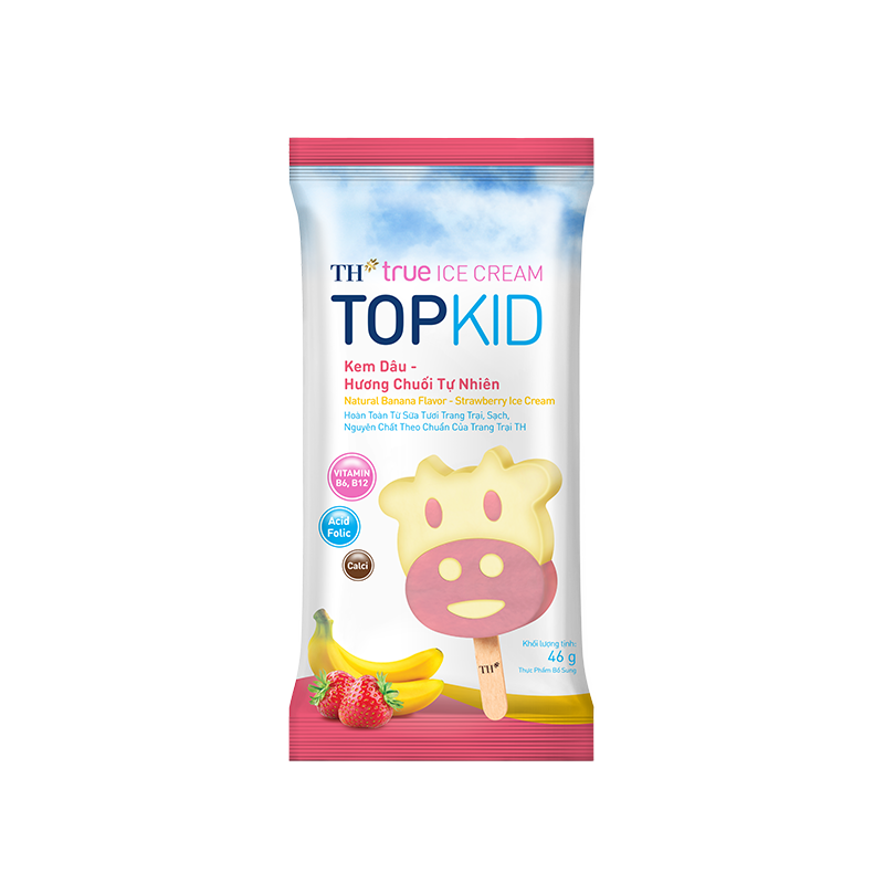 Kem que TOPKID dâu - hương chuối tự nhiên TH True Ice Cream