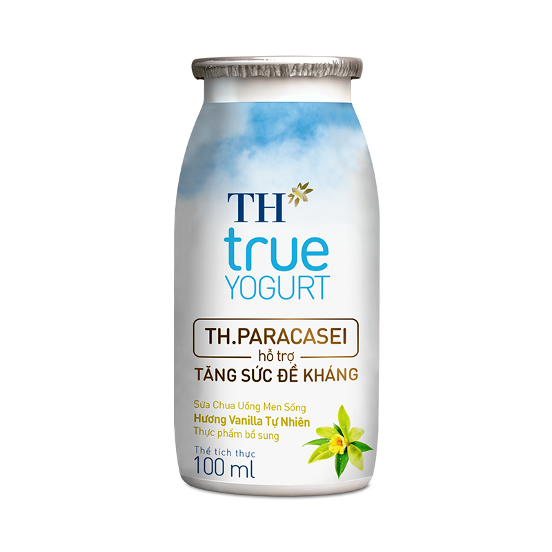 Chai sữa chua uống men sống hương vanilla tự nhiên 100ml TH true YOGURT