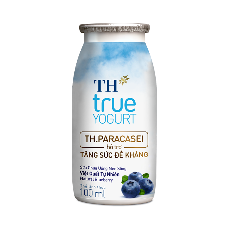 Chai sữa chua uống men sống việt quất tự nhiên 100ml TH true YOGURT