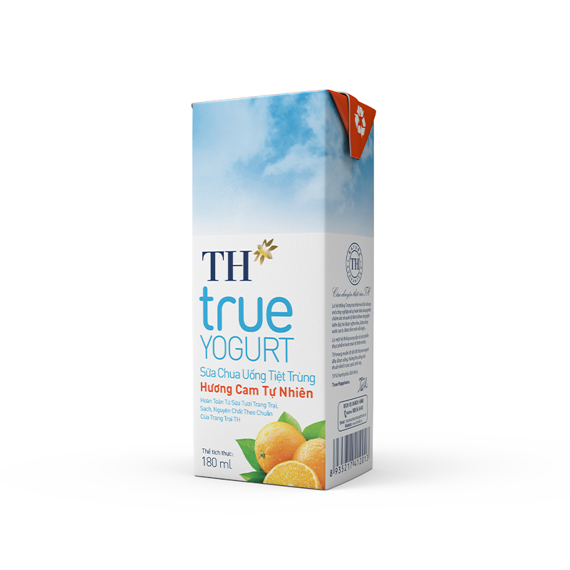 Chai sữa chua uống tiệt trùng hương cam tự nhiên 180ml TH true YOGURT