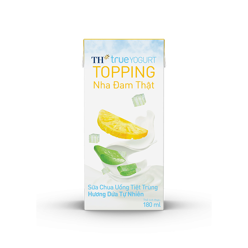 Lốc sữa chua uống tiệt trùng hương dứa tự nhiên 180ml TH true YOGURT TOPPING