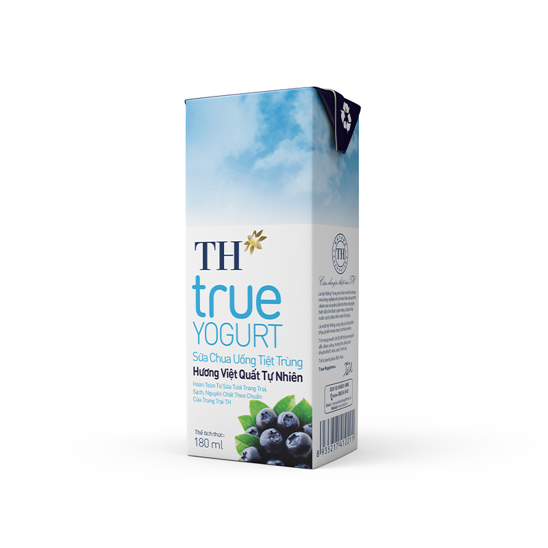 Chai sữa chua uống tiệt trùng hương việt quất tự nhiên 180ml TH true YOGURT