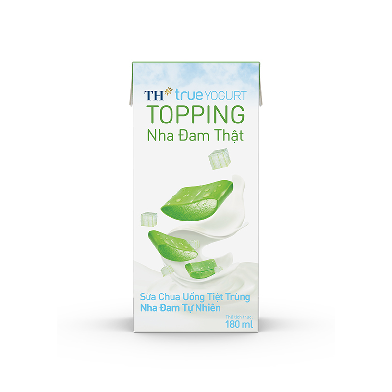 Lốc sữa chua uống tiệt trùng nha đam tự nhiên 180ml TH true YOGURT TOPPING