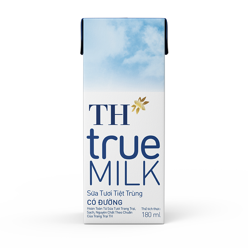 Hộp sữa tươi tiệt trùng có đường 180ml TH True Milk