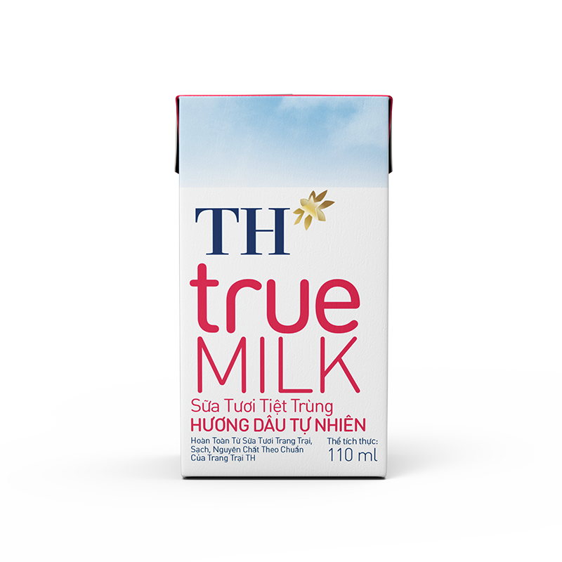 Hộp sữa tươi tiệt trùng hương dâu tự nhiên 110ml TH True Milk