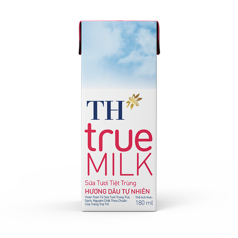 Hộp sữa tươi tiệt trùng hương dâu tự nhiên 180ml TH True Milk