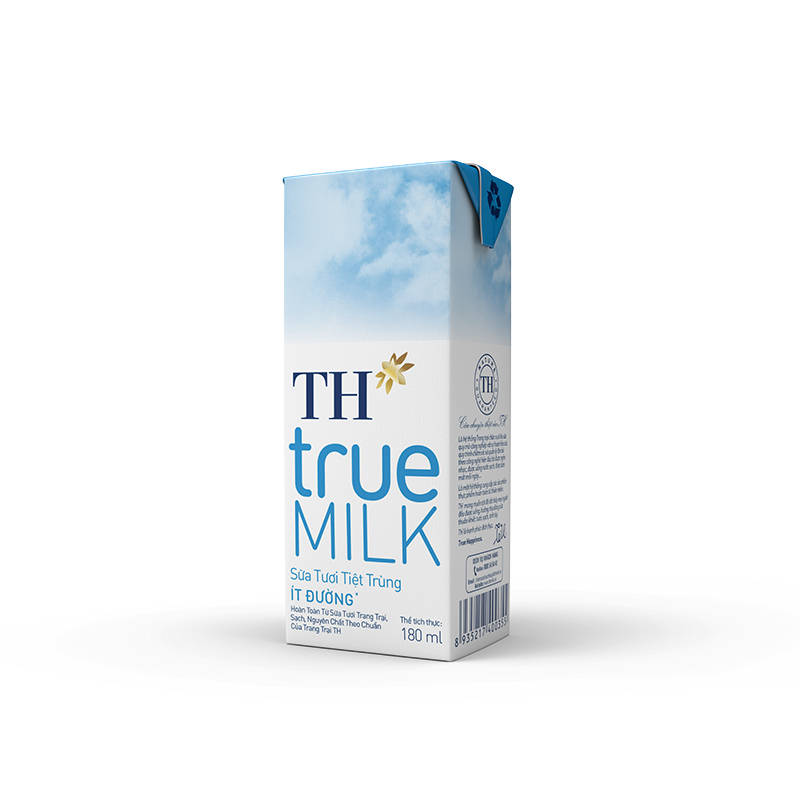 Hộp sữa tươi tiệt trùng ít đường 180ml TH True Milk