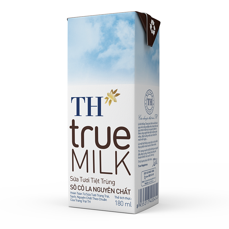 Hộp sữa tươi tiệt trùng sô cô la nguyên chất 180ml TH True Milk