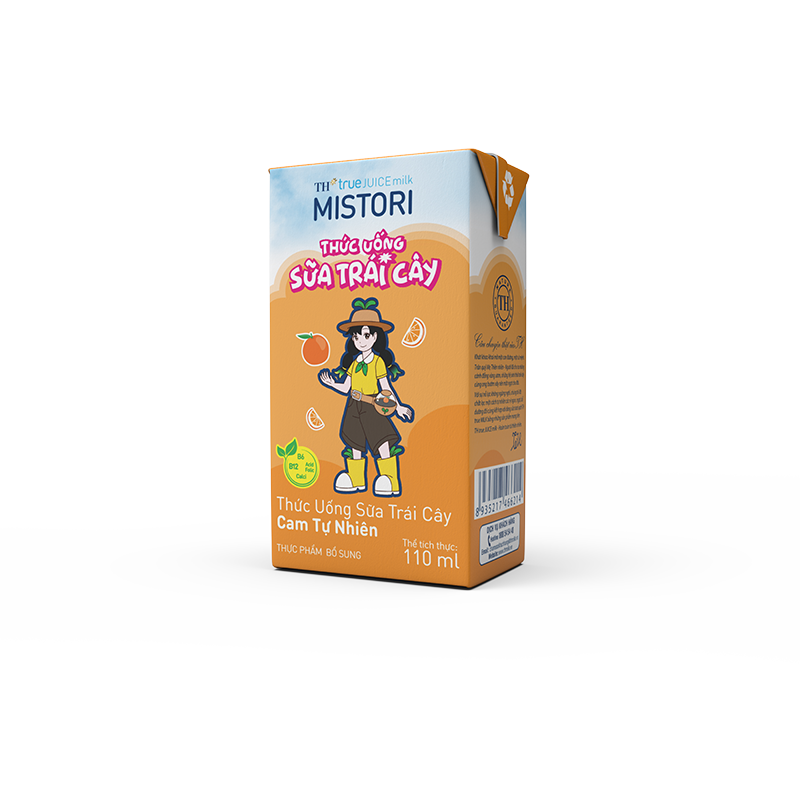 Hộp thức uống sữa trái cây cam tự nhiên 110ml TH true JUICE milk MISTORI