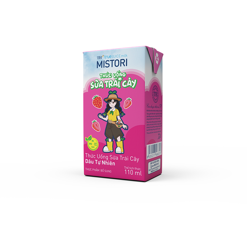 Hộp thức uống sữa trái cây dâu tự nhiên 110ml TH true JUICE milk MISTORI