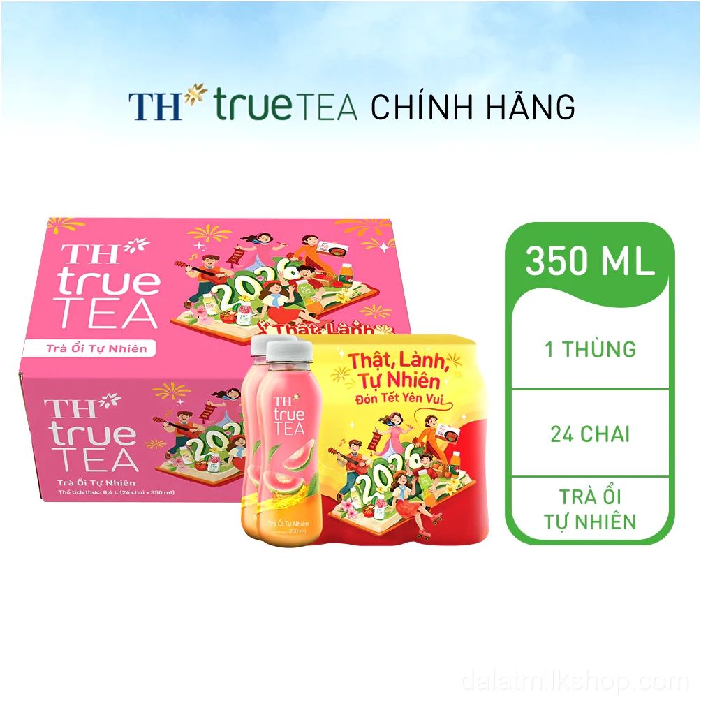 Thùng 24 chai Trà Ổi Tự Nhiên TH true TEA 350 ml