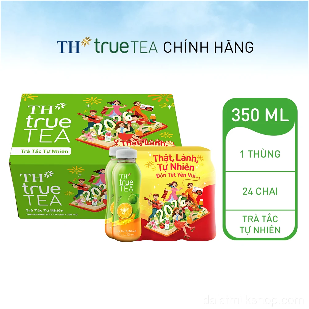 Thùng 24 chai Trà Tắc Tự Nhiên TH true TEA 350 ml