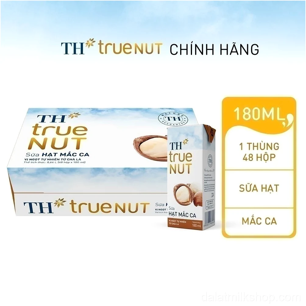 Thùng 48 Hộp Sữa Hạt Mắc Ca TH true NUT milk 180ml (48 Hộp)