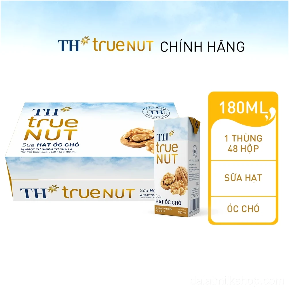 Thùng 48 hộp sữa hạt óc chó TH true NUT 180ml (180 ml x 48)