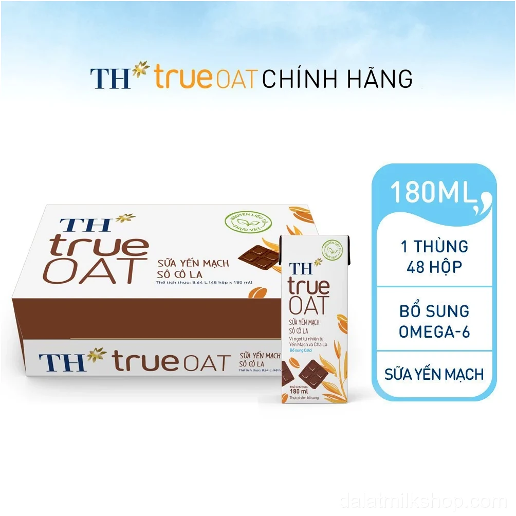 Thùng 48 Hộp Sữa Yến Mạch TH true OAT hương vị Sô Cô La 180ml