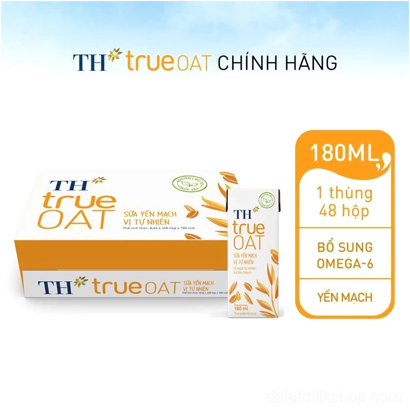 Thùng 48 hộp sữa yến mạch vị tự nhiên TH True Oat 180ml (180ml x 48)