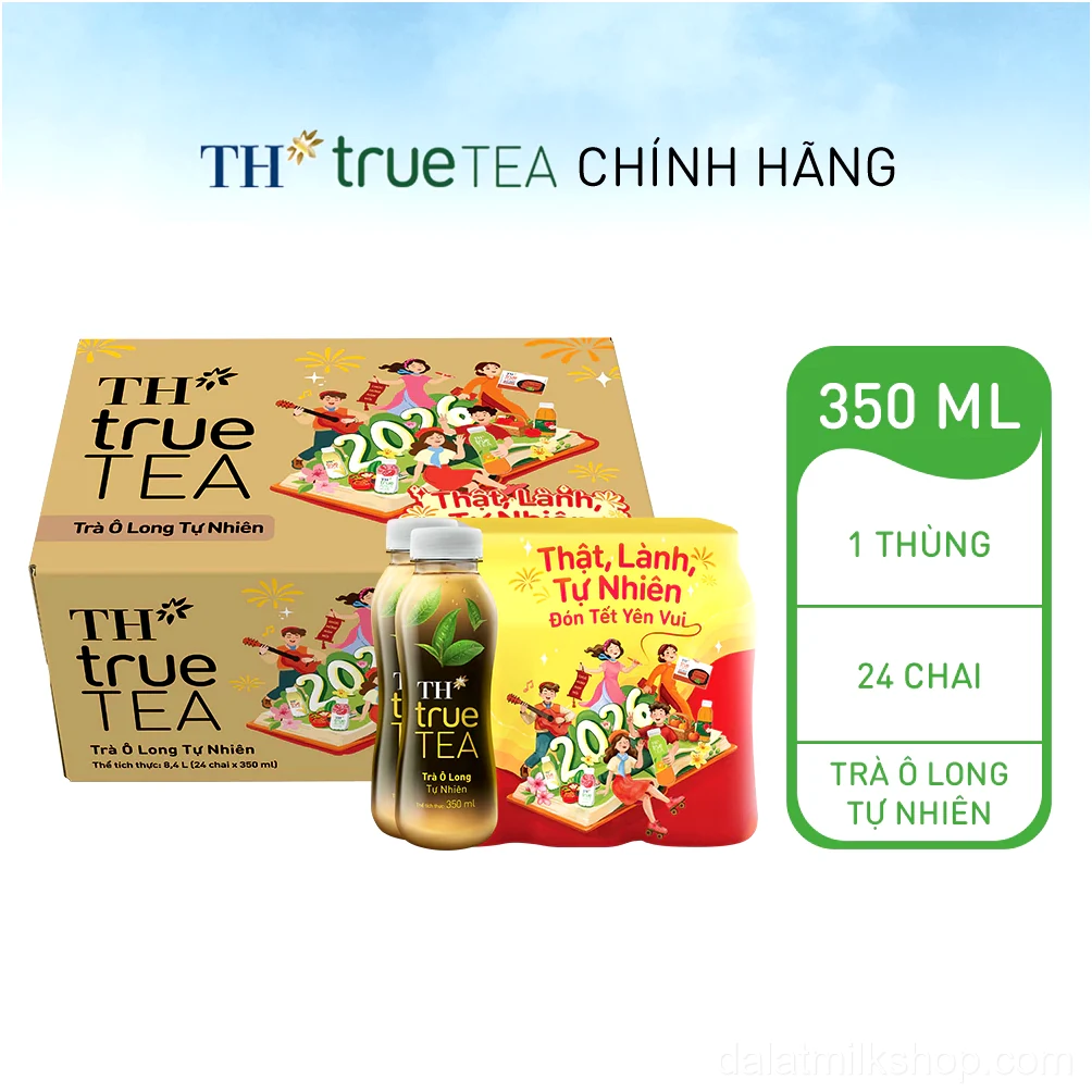 Thùng Trà Ô Long hương vị tự nhiên TH true TEA milk 350ml (24 Chai)
