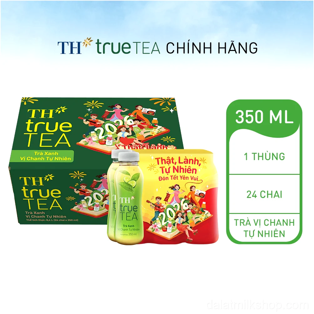 Thùng Trà Xanh Vị Chanh TH true TEA milk 350ml (24 Chai)